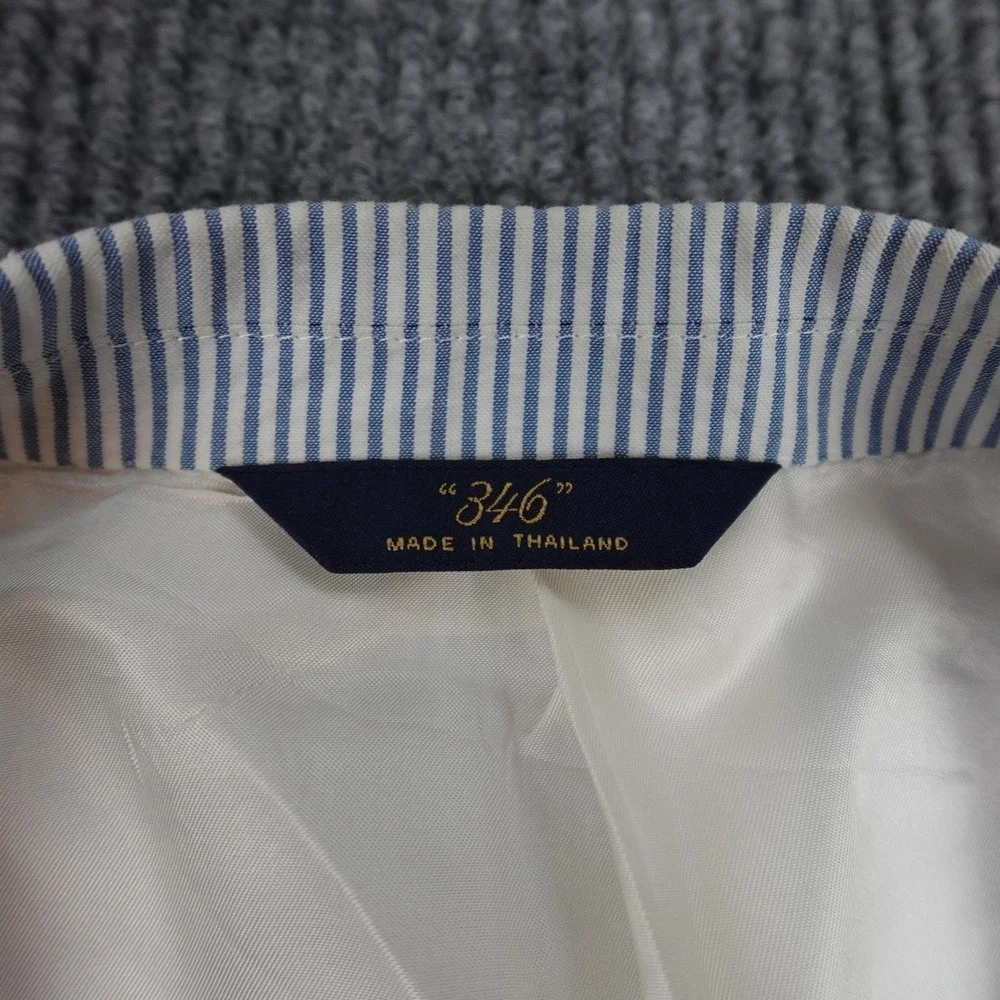 Brooks Brothers 346 Blazer Mens 44L Blue Stripe Cotton Sport Coat Jacket Summer
